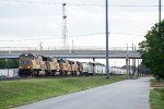 An eastbound manifest comes under the First Street Bridge